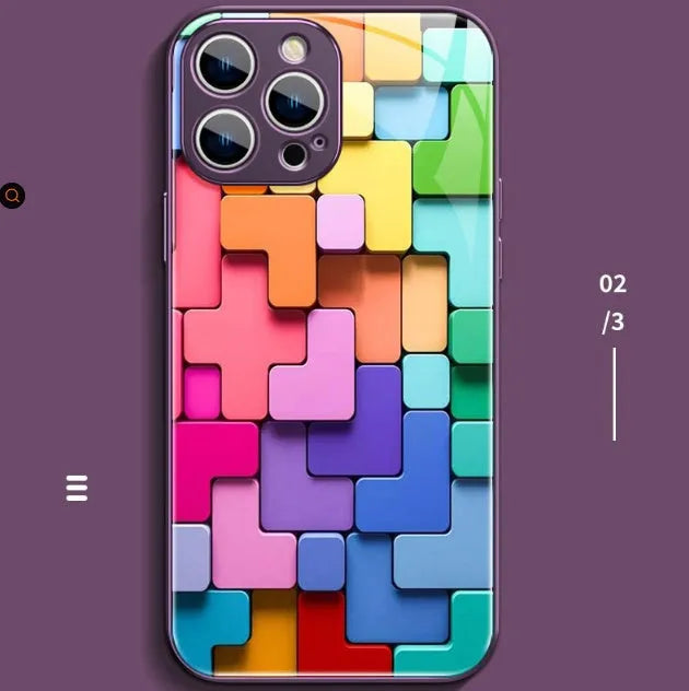 Cartoon geometric pattern silicone back cover case for iPhone with translucent colour options