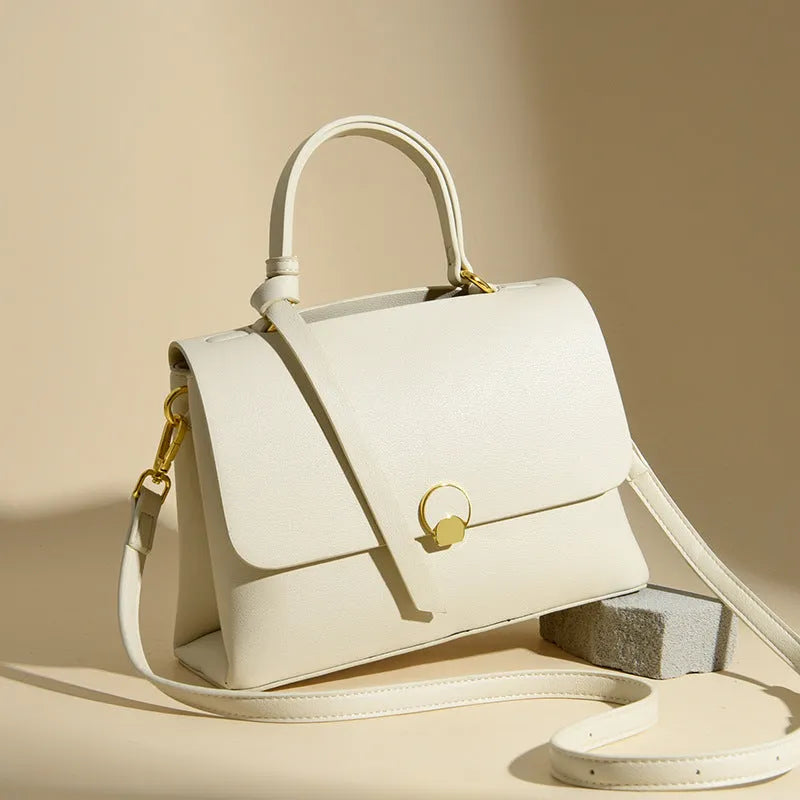 PU crossbody handbag in beige with sewing line detail and single shoulder strap