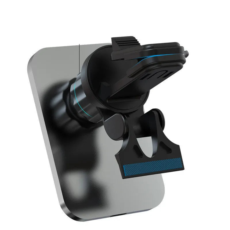 Magnetic car wireless charger 15W with aluminium alloy body and N52 magnet, black model on car air outlet vent