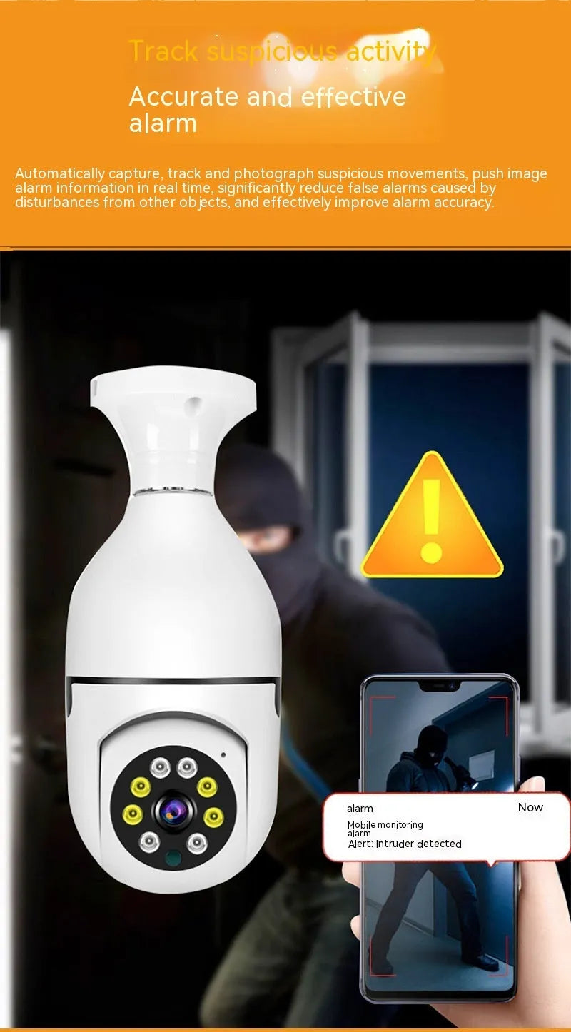 Wireless wifi security bulb camera with 1080p definition and full colour night vision in compact design