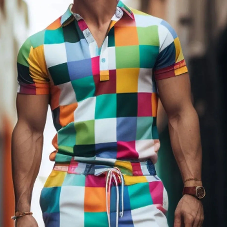 Men's slim fit digital print polyester T-shirt in G32P1102 style, short sleeve, available sizes S to 6XL