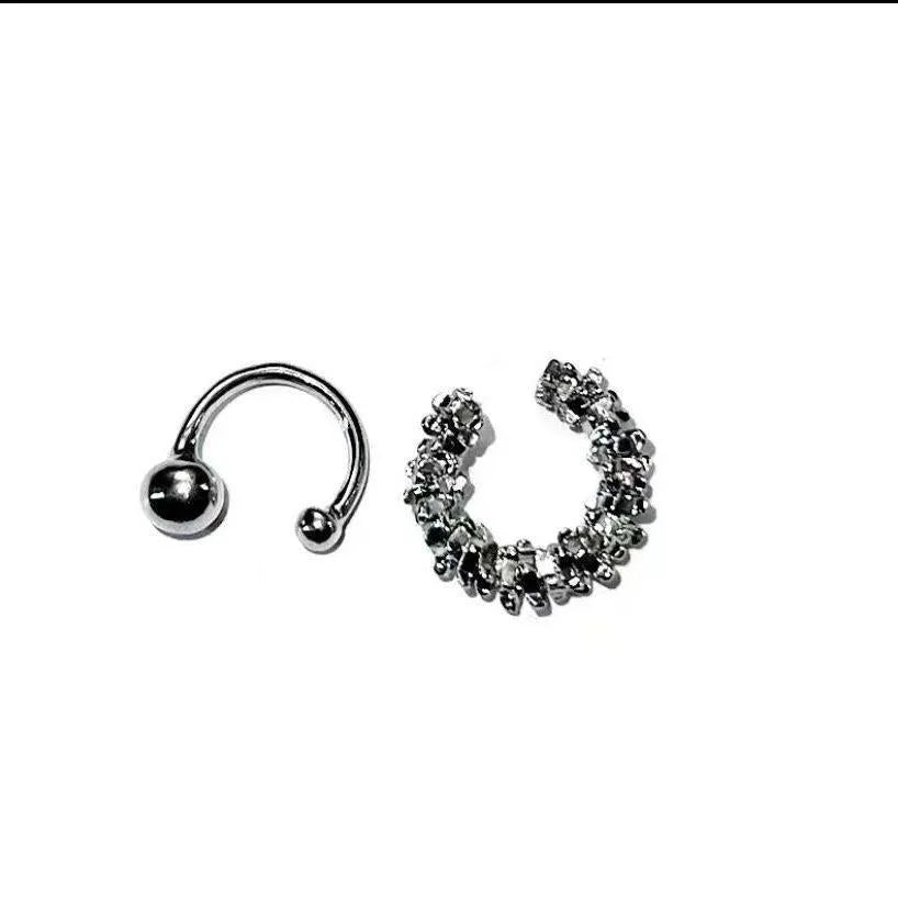 Women's geometric ear clip earrings with irregular frosty style in alloy material