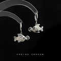 Bubble fish design copper earrings with electroplated finish and goldfish elements