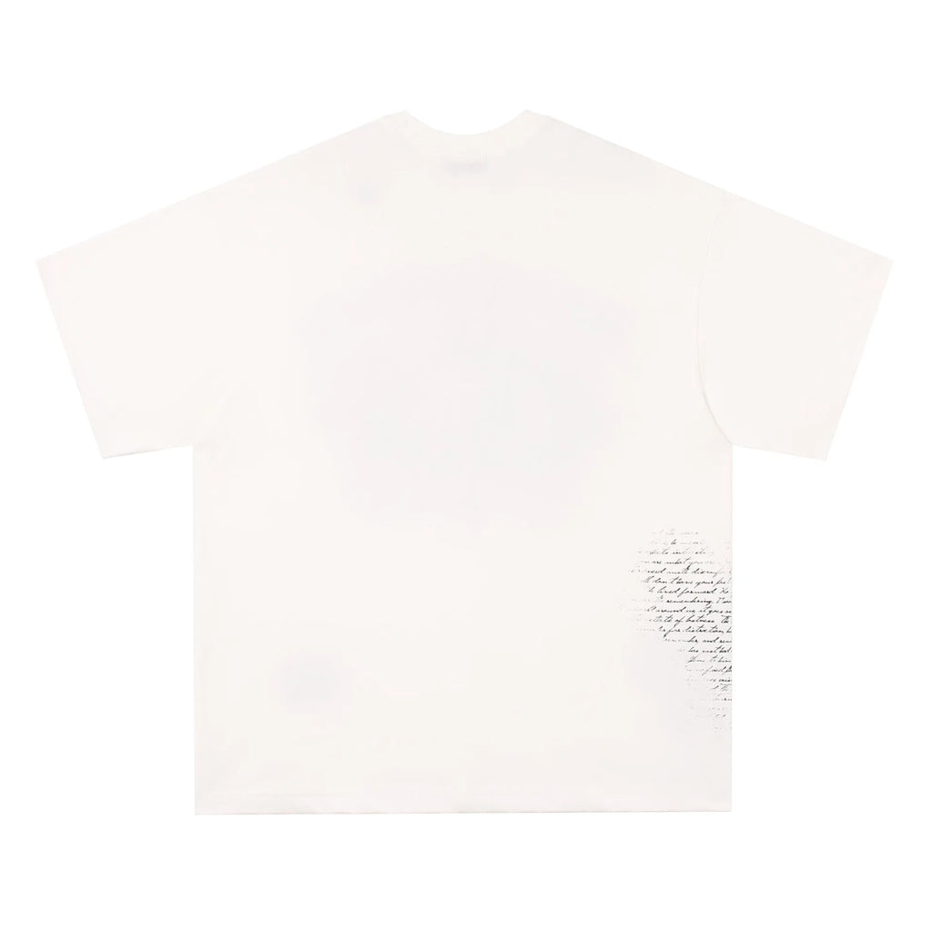 White and black retro hip hop cotton T-shirt with letter pattern, short sleeves