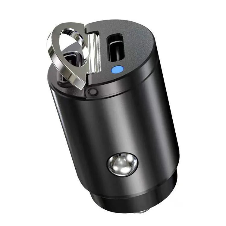 30W car cigarette lighter charger in zinc alloy with PD and QC fast charging support