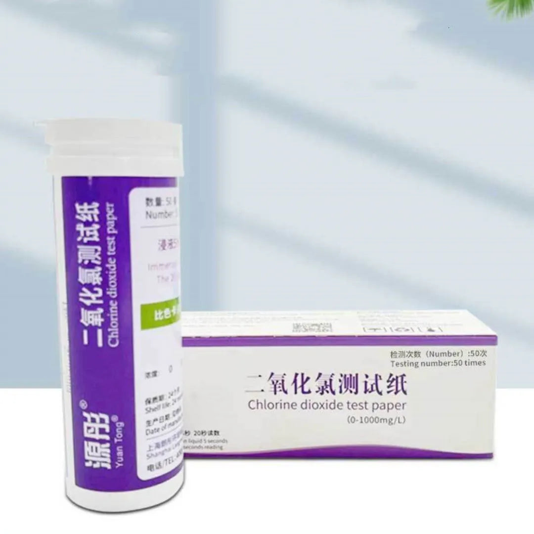 Chlorine dioxide test paper strips in bottle for waste water concentration detection