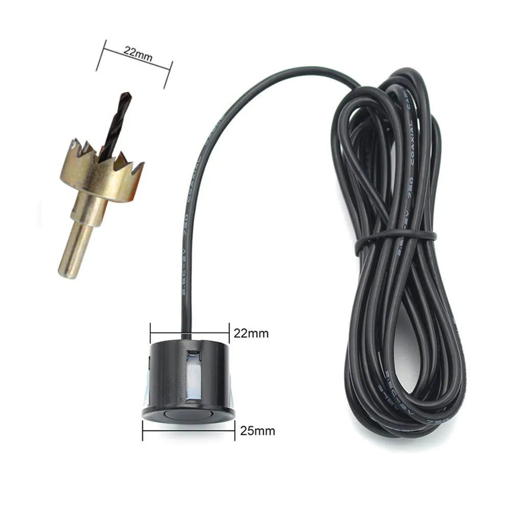 Wireless vehicle reversing sensor kit with 4 probes, control unit, and LED display with distance indicators