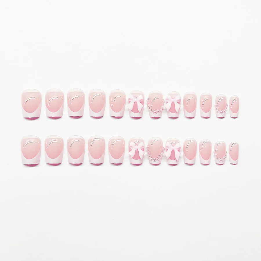 French manicure nail art stickers with bow and tulip patterns including S274 glue adhesive