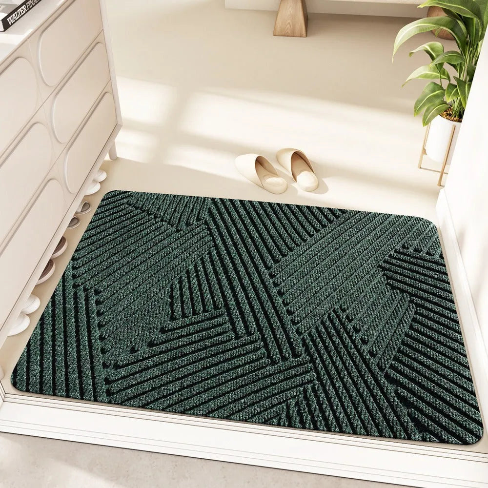 Alien-shaped silk ring entrance mat with cartoon anime pattern in blue colour