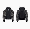 Printed loose street trousers set with hoodie and seven-inch pants in polyester fabric