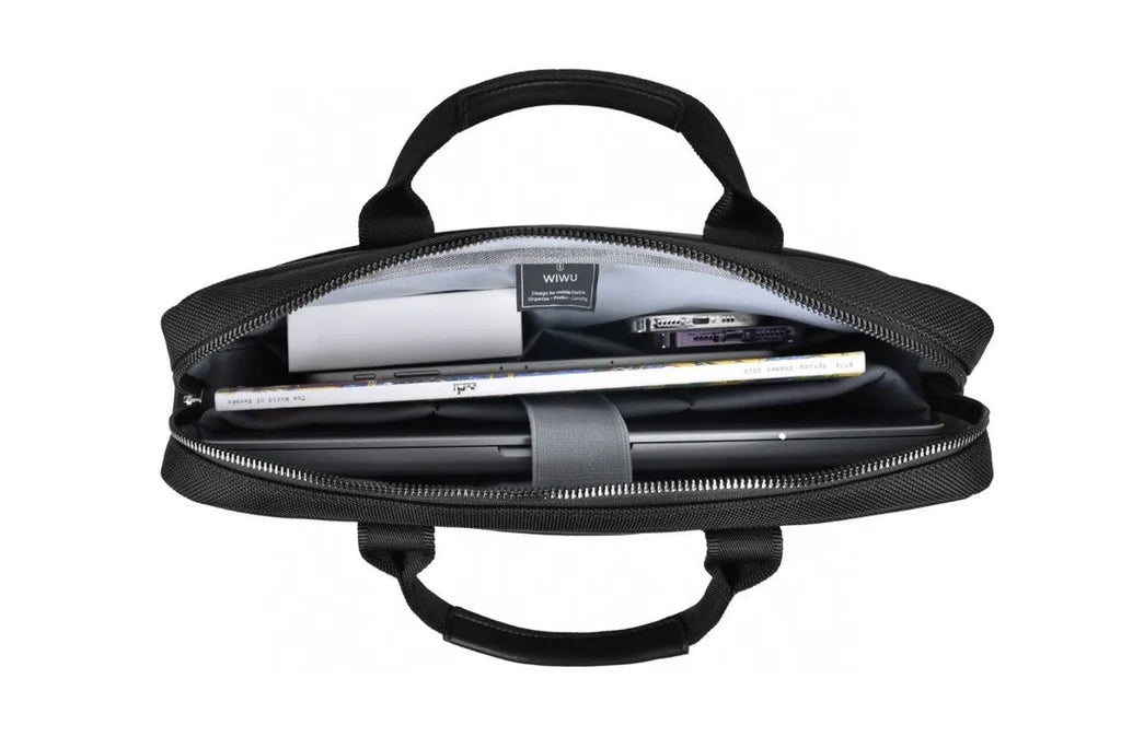 Black multi-pocket laptop backpack with separate computer compartment and organisers