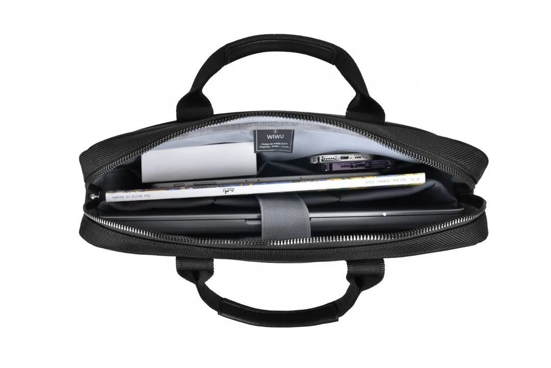 Black multi-pocket laptop backpack with separate computer compartment and organisers
