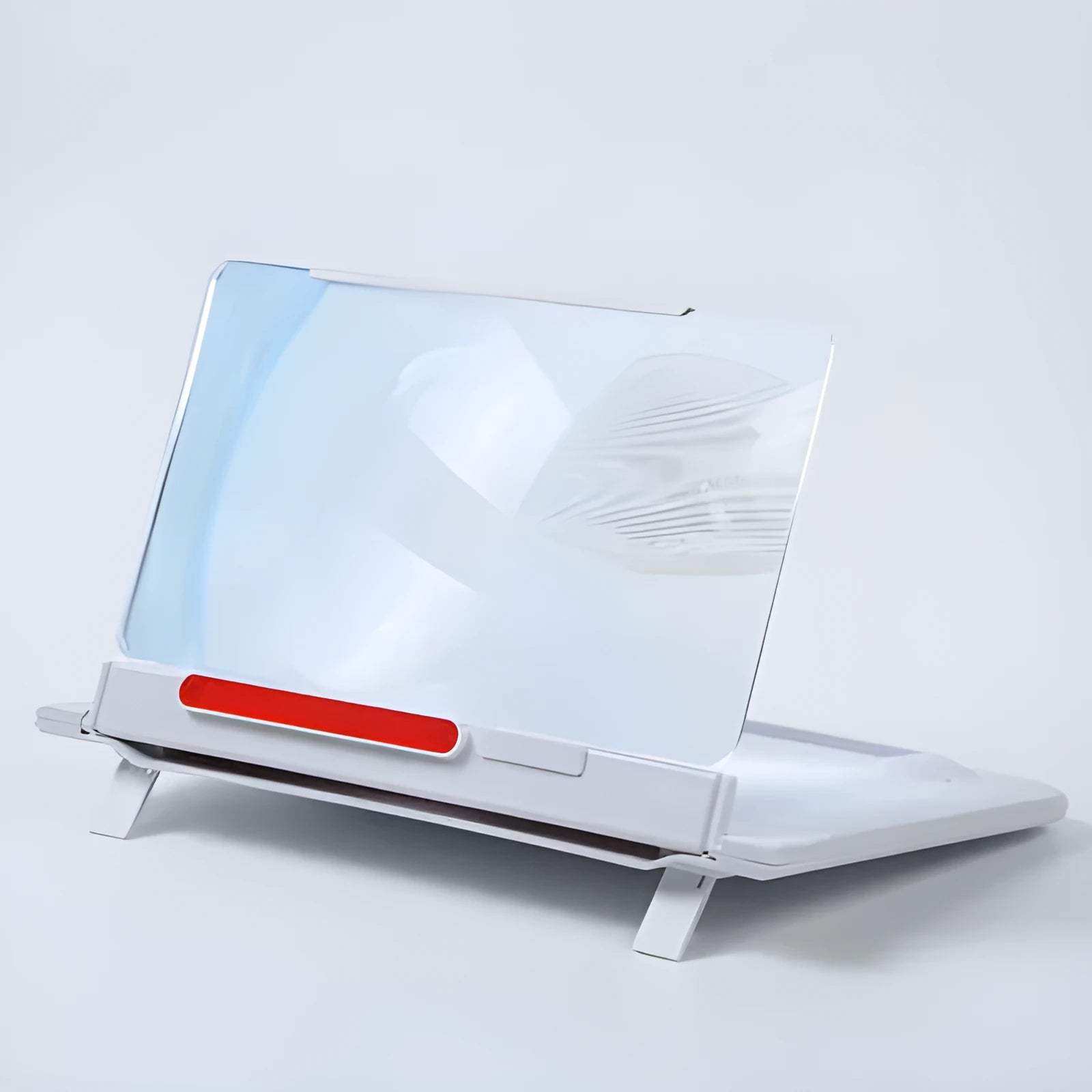 12-inch pull-out horizontal vertical screen amplifier with Fresnel lens and blue light bracket in black on a modern desk