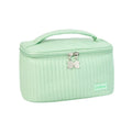 Open-top soft PU leather makeup bag in a choice of pink, coffee, beige, light blue, light green, or light purple.