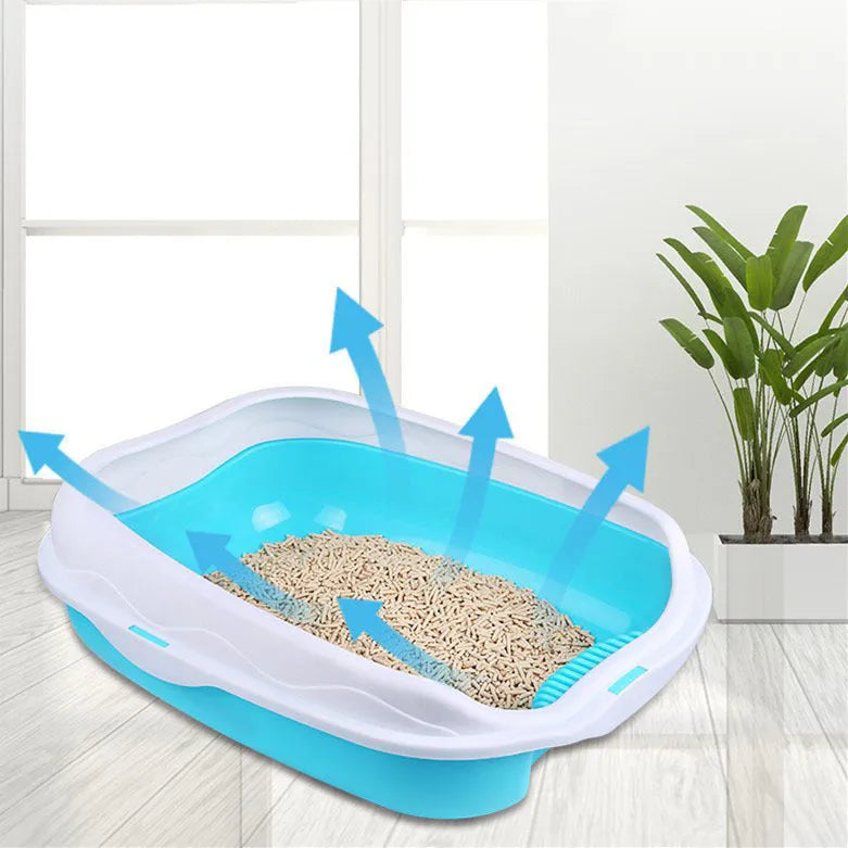 Oversized PP cat litter box in upgrade gray with splash-proof sides and included shovel