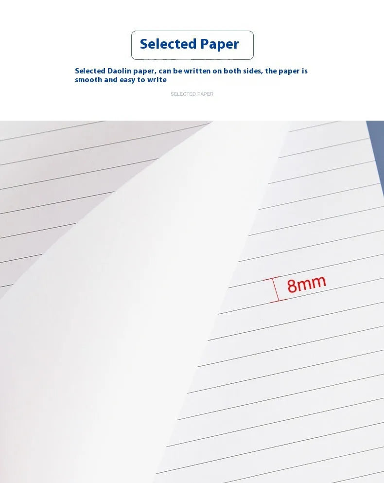 A4 tearable notebook with wireless adhesive binding and grid pattern paper for meeting minutes