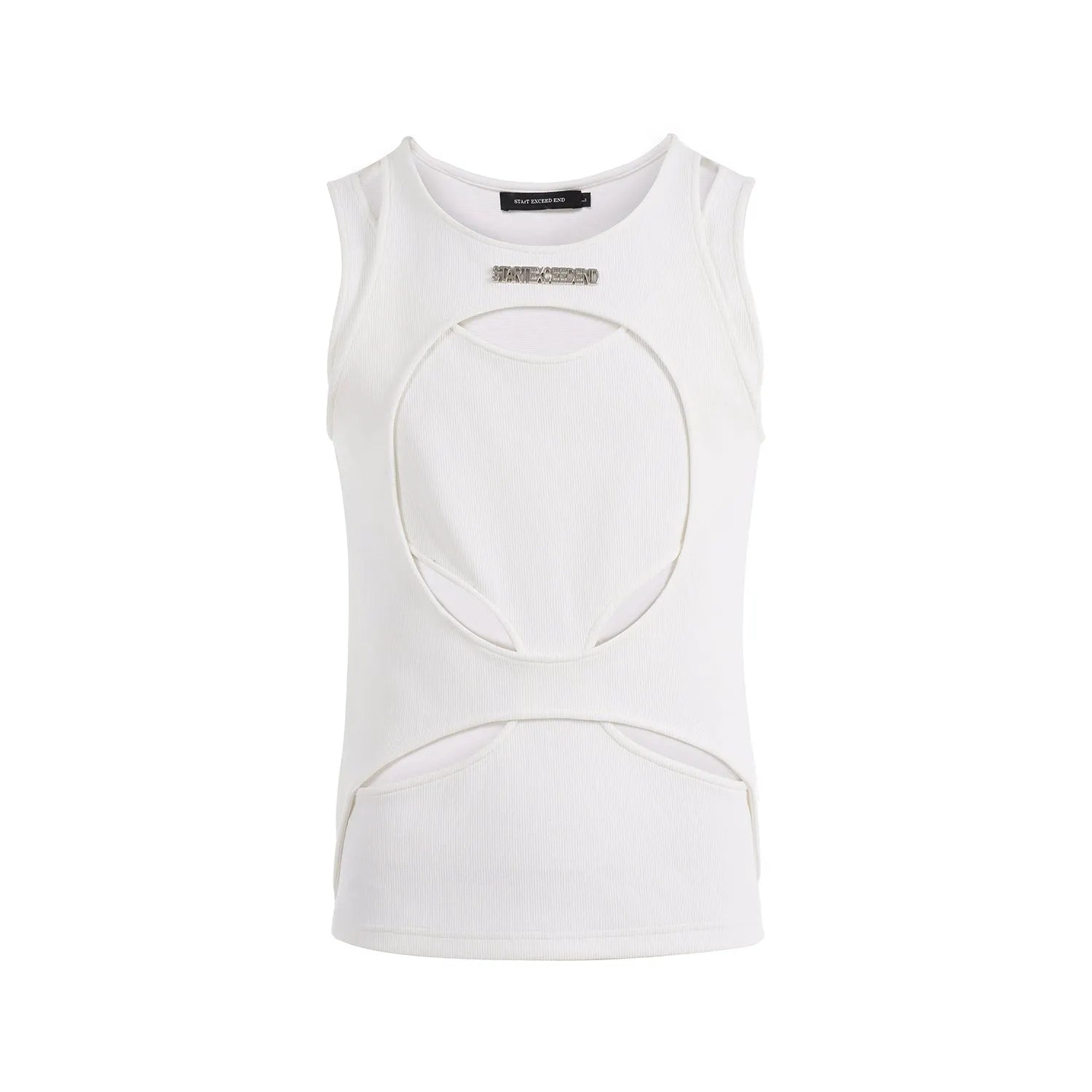 Men's hollow thread summer waistcoat round neck vest in black or white