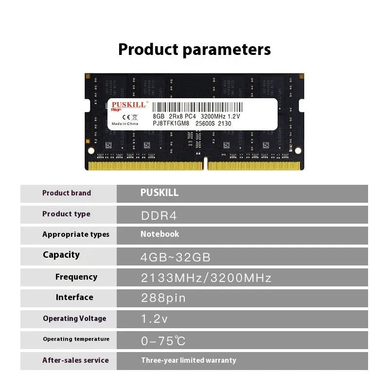 A single notebook DDR4 memory module with 260-pin SODIMM connector