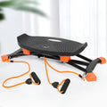 JS101A black mini fitness skiing machine with elastic hand straps, compact home exercise equipment