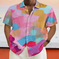 Hawaiian style loose fit cardigan with 3D printed pattern and stand collar in short sleeve design
