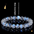 Natural cream body crystal bracelet with blue moonlight design showing minimalist unisex style