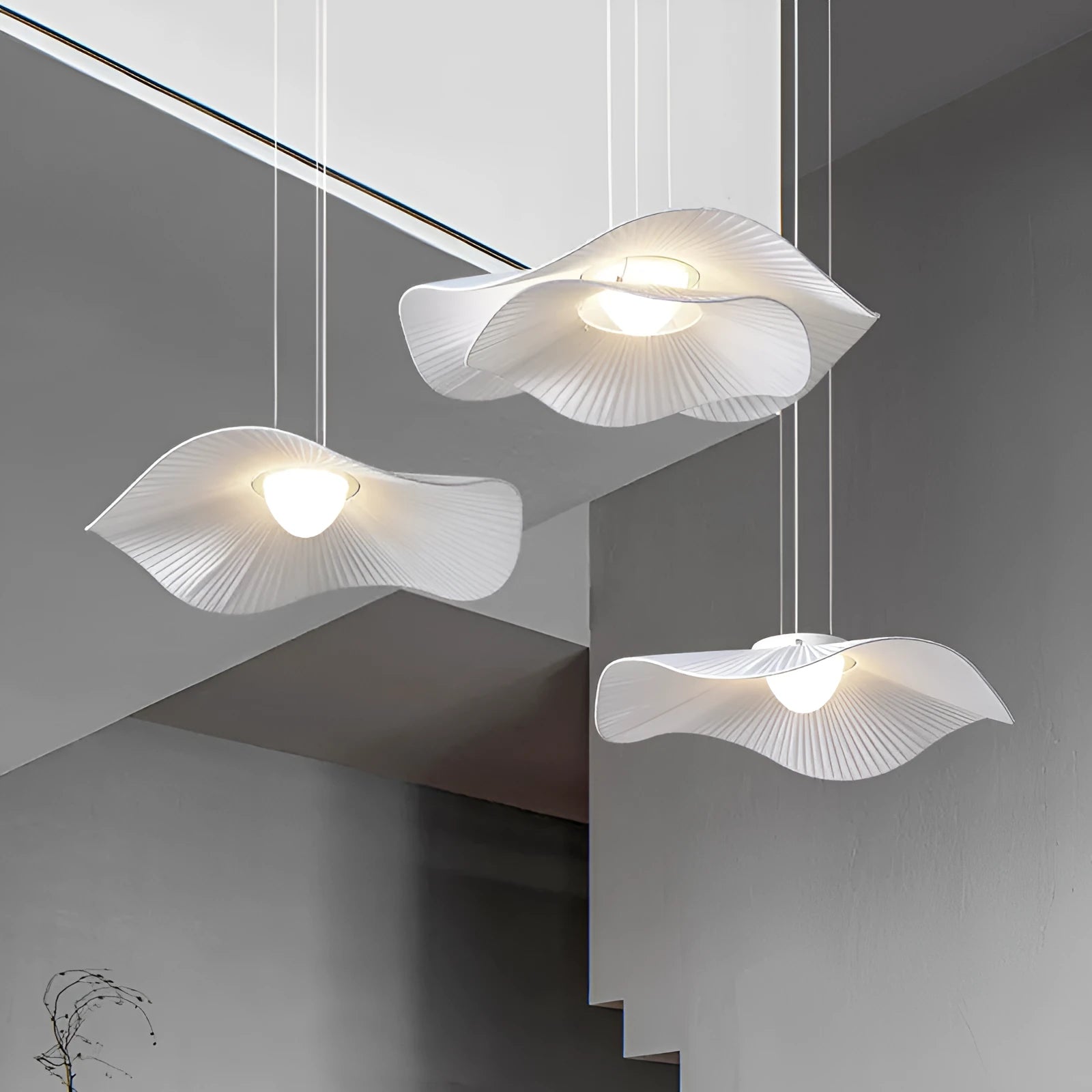Nordic creative lotus leaf ceiling lamp LED chandelier tricolor light living room bedroom 220V