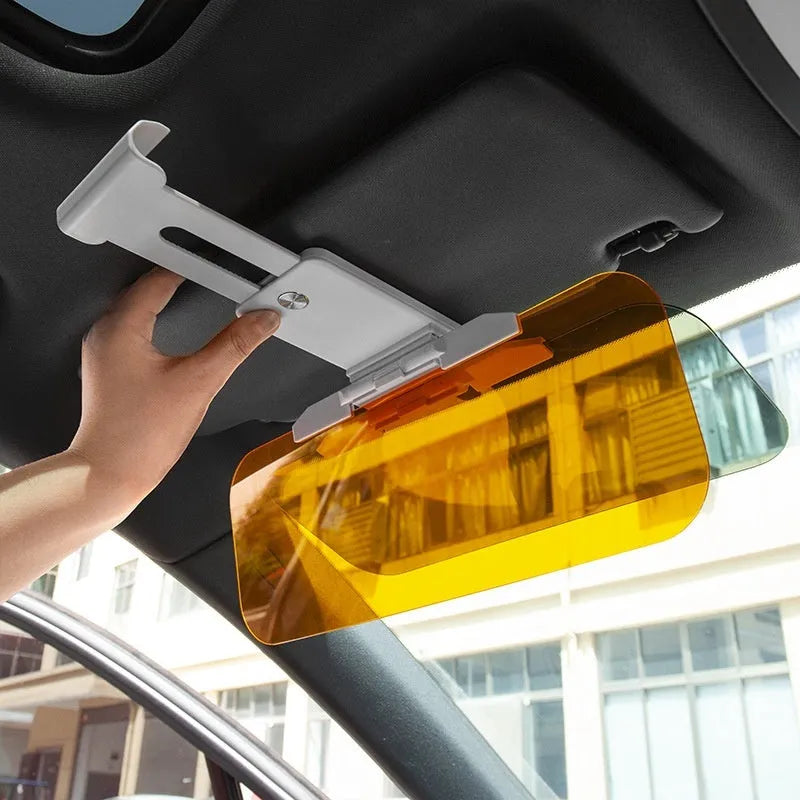 Telescopic anti-high beam car sun visor with acrylic lens and stretch button spring installation
