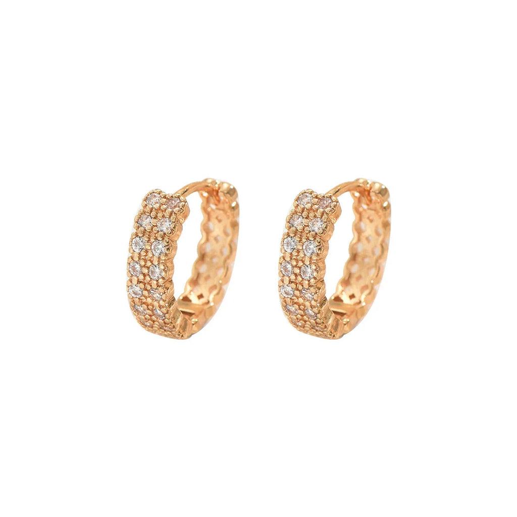 Geometric pattern copper ear studs with round dot ring design elements