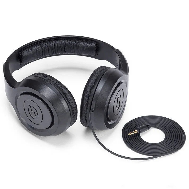 Fully enclosed monitoring earphones headworn over-ear black wired industrial style headphones