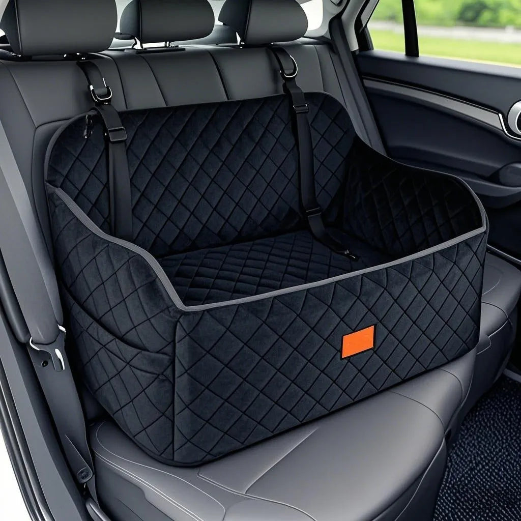 Washable car rear cloth dog kennel 76x48x38cm for medium and large dogs in grey, green, black, black grey, or dark brown