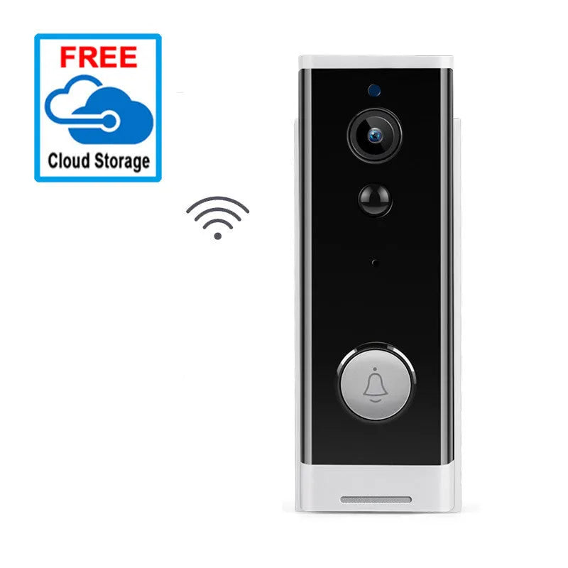 White wall-mounted wireless network camera with 1080p resolution for remote mobile phone monitoring.