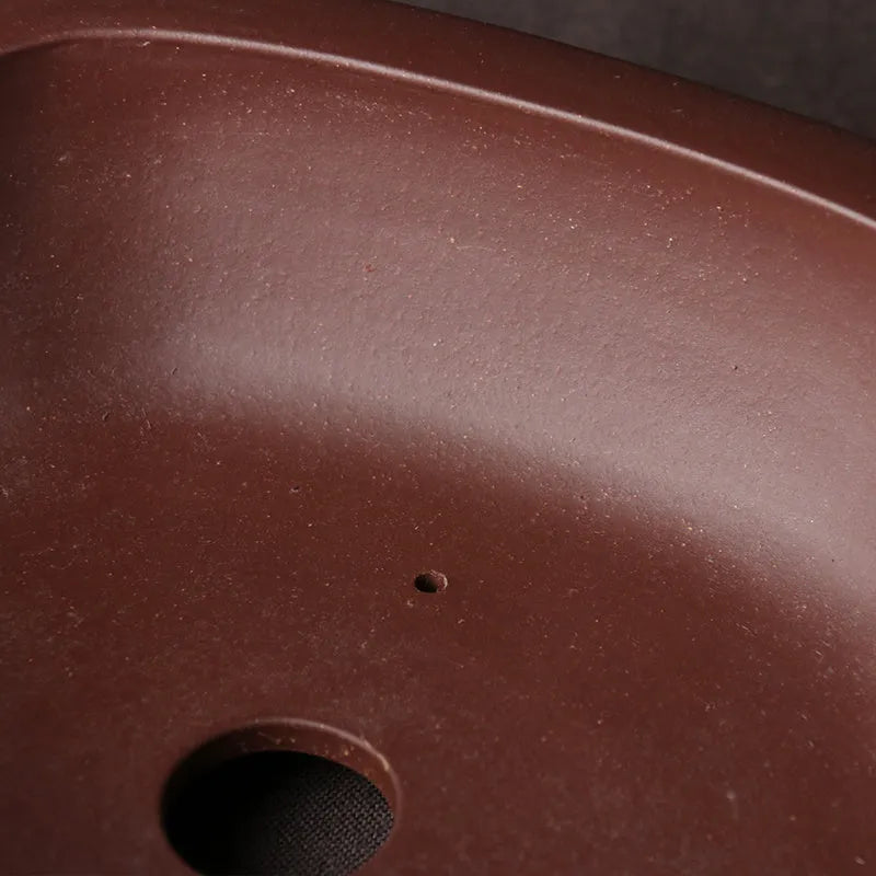 Handmade purple clay bonsai basin with classical Chinese plain design measuring 25×20×7cm