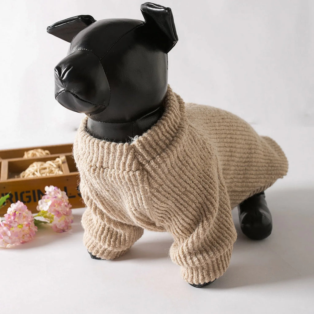 Brown cloth dog sweater pullover for small breed dog on a white background