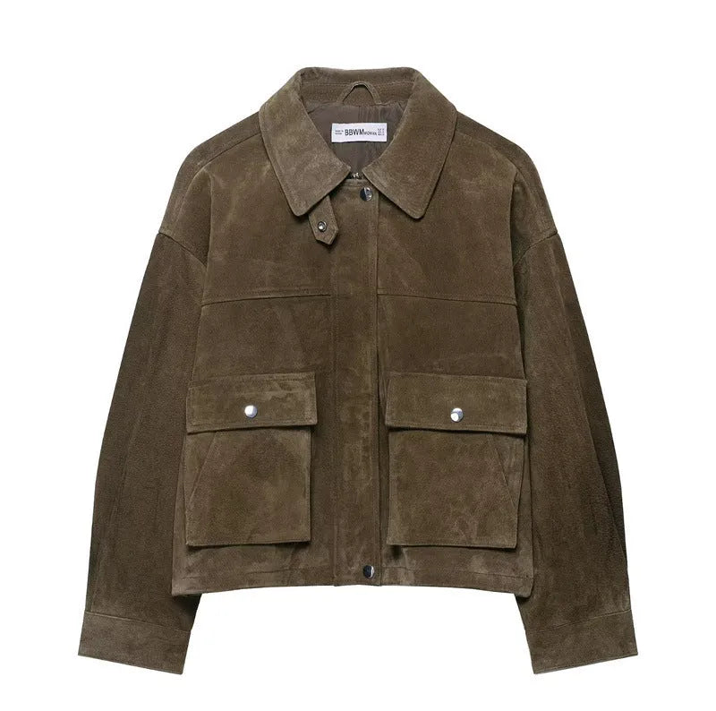 Women's PU leather jacket in regular fit with Asian sizing options