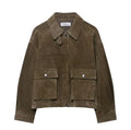 Women's PU leather jacket in regular fit with Asian sizing options