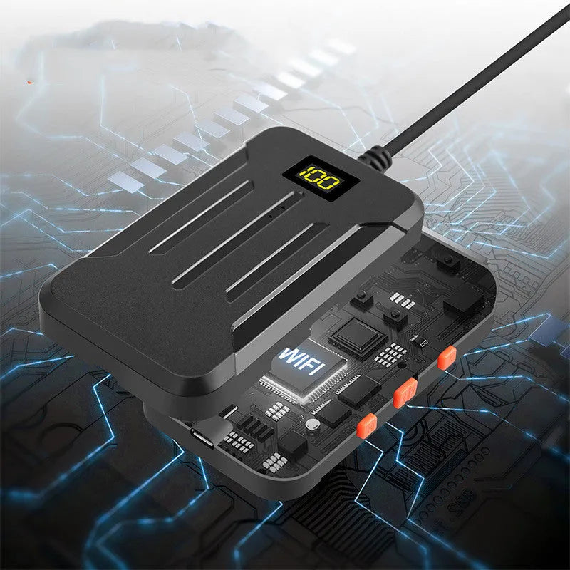 Wi-Fi dual lens wireless endoscope with 5.5mm and 8mm waterproof probe options and accessories.