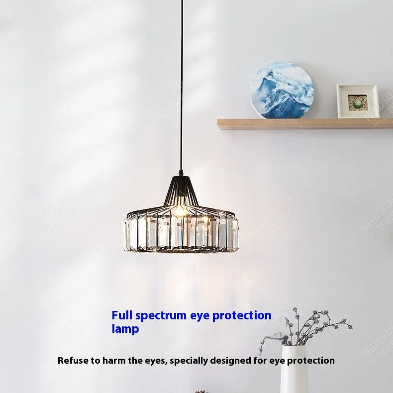 Modern crystal ceiling droplight with LED lighting and decorative crystal elements