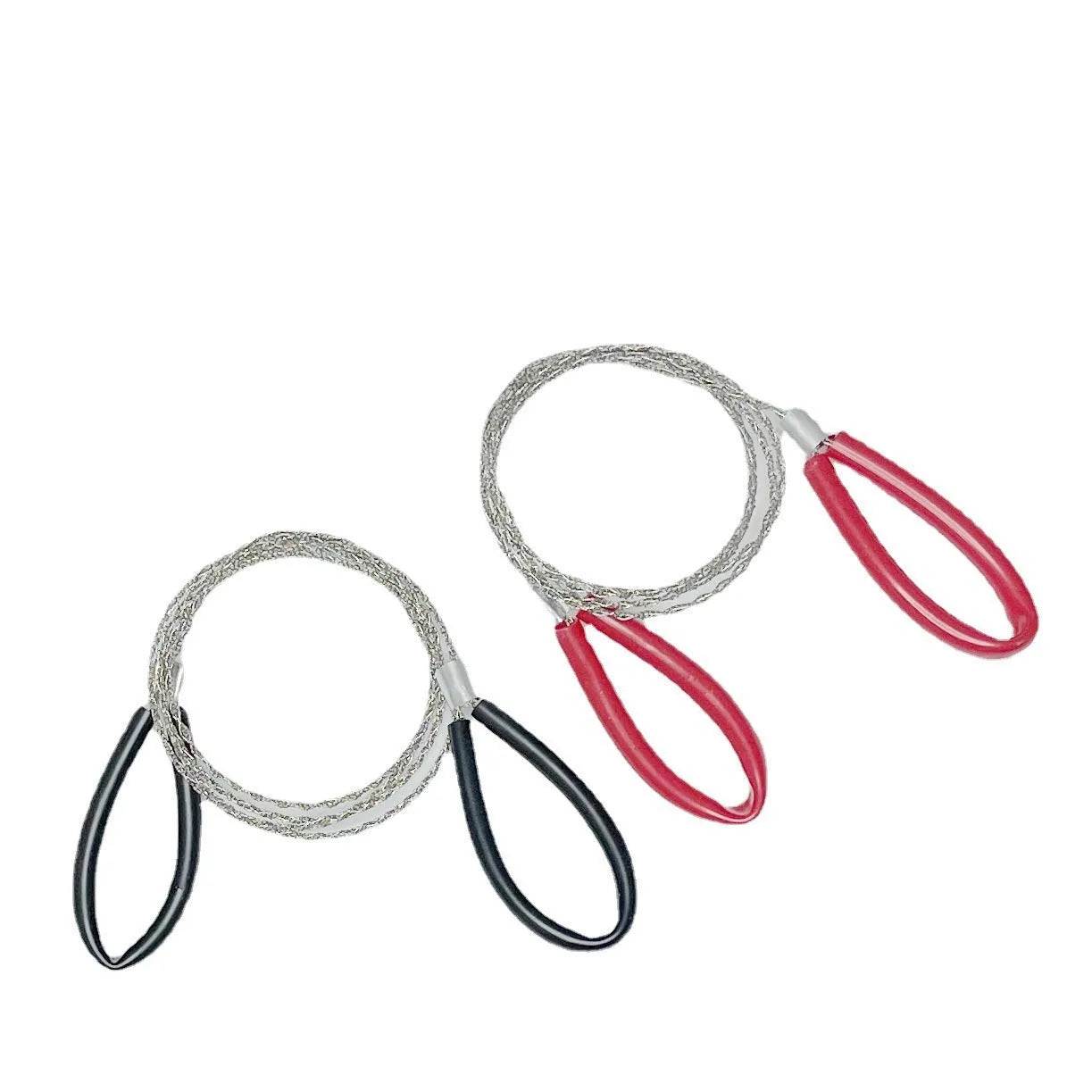 Outdoor survival steel wire saw with leather case in black colour showing 70cm length