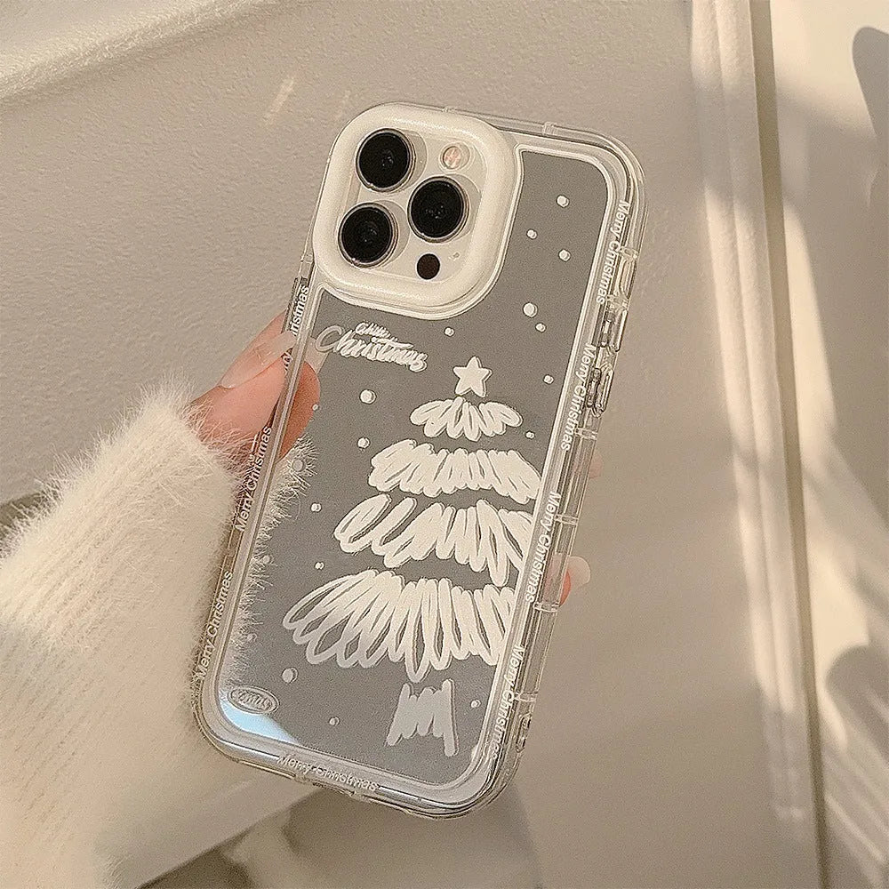 Snow White Christmas tree mirror iPhone case in hard TPU with painted finish and anti-fall function