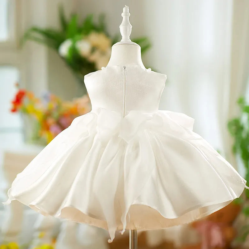 White sweet pettiskirt baby full-year birthday dress, chemical fibre blend, available in sizes 80cm to 160cm