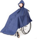 Waterproof reflective thickened wheelchair raincoat cape-style in navy blue for adults