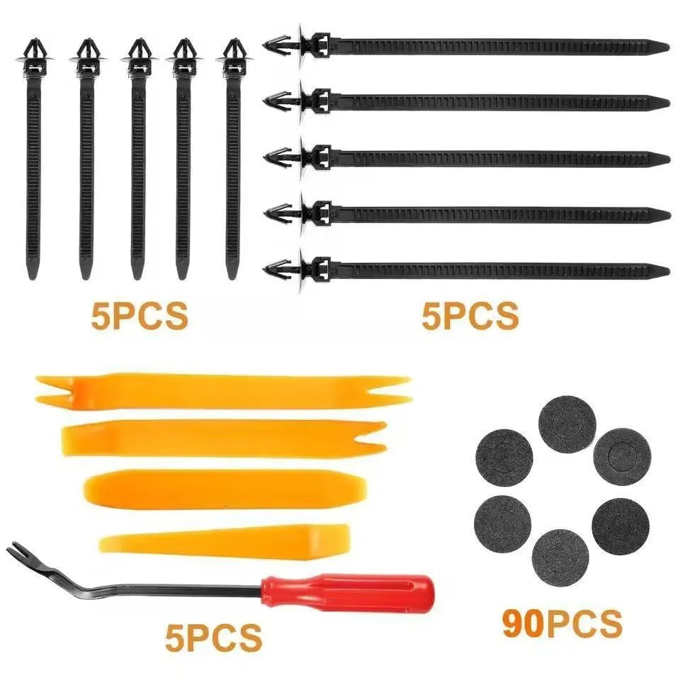 925-piece boxed set of universal car body fasteners including 26 kinds of nylon plastic clips, rivets, and fender screws with 105 tools