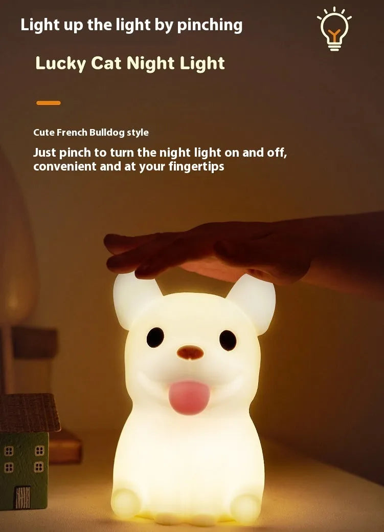 Silicone night light with USB charging, dimming function, cartoon animal design, 85x87x129mm, 0.5W