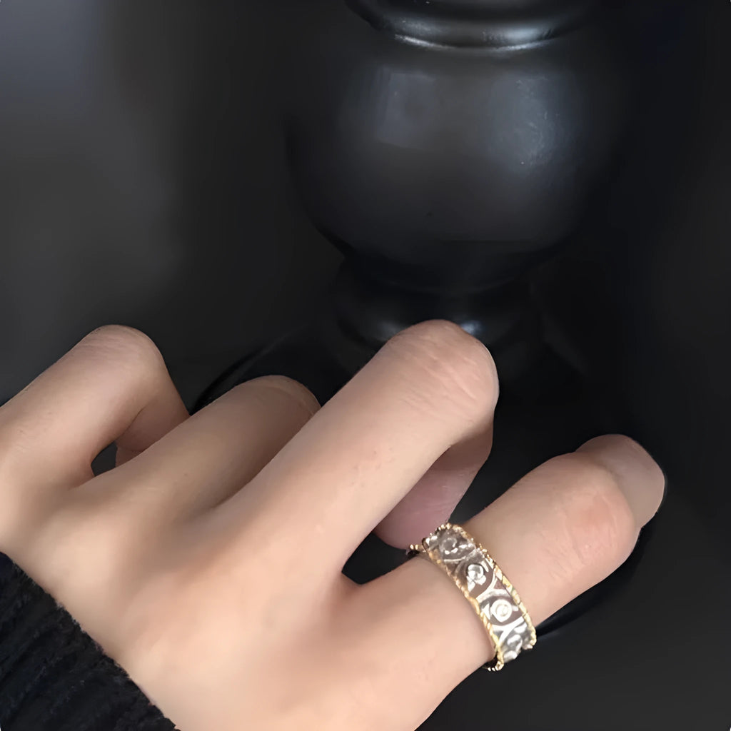 925 sterling silver gold plated French style ring for women simple design