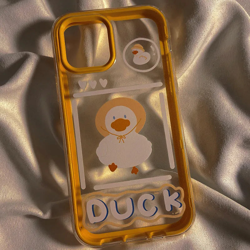 Women's Tide SE soft rubber protective phone case with cartoon duck design for iPhone