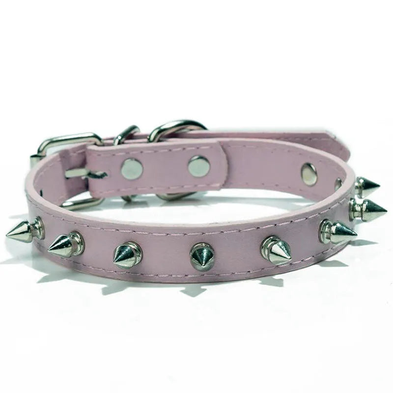 PU leather dog collar with breakaway buckle and sparkling rhinestones in multiple colours and sizes