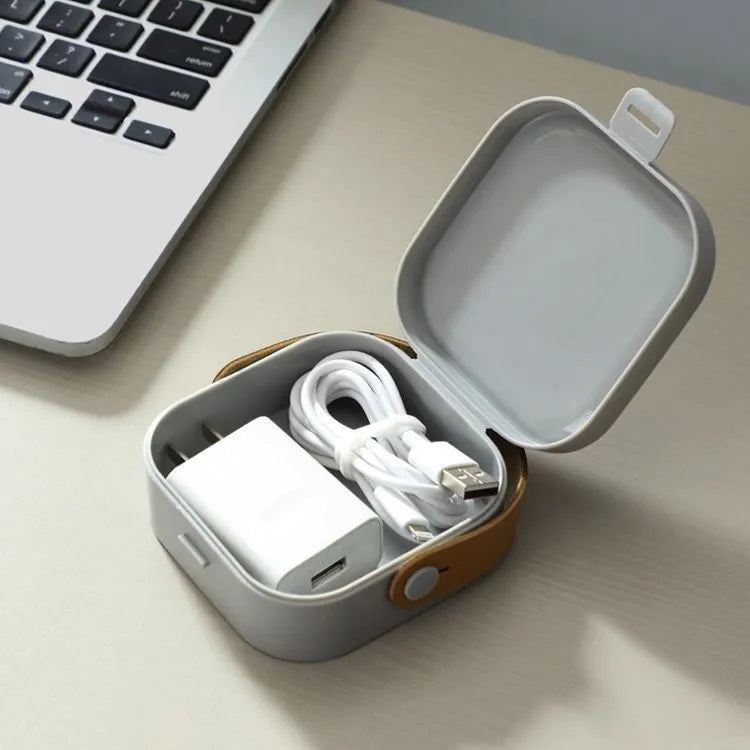 Polypropylene storage organiser box with covered lid for cables and Bluetooth headsets in five colour options