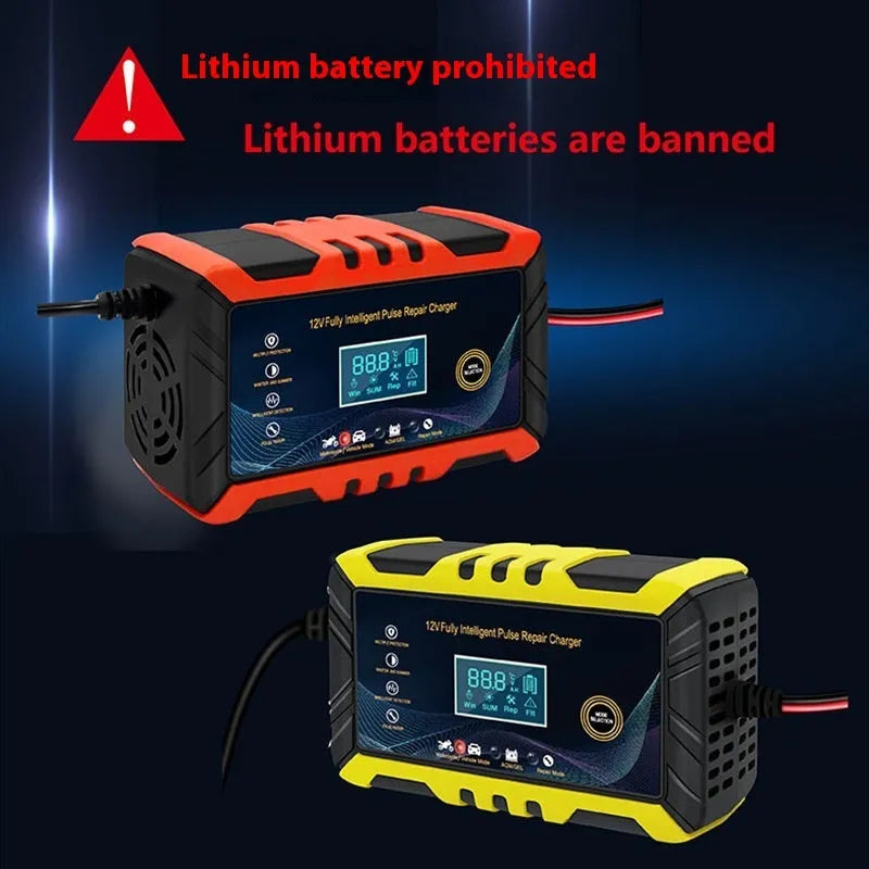 12V 6A automobile battery charger with US plug in red, part of RX-04 series