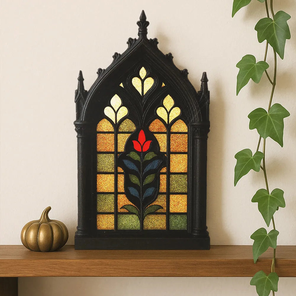 Black wooden Gothic arch door frame wall rack in one of three colour finishes: BS4468, Bs4574, or MS11003.