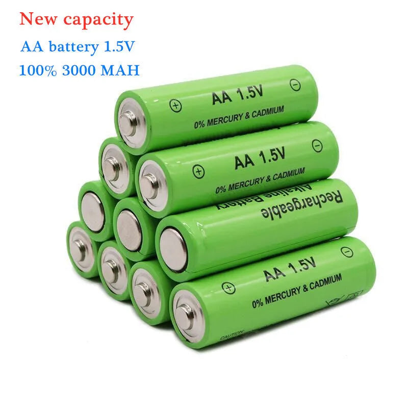 AA size alkaline rechargeable battery labelled 3000mAh 1.5V